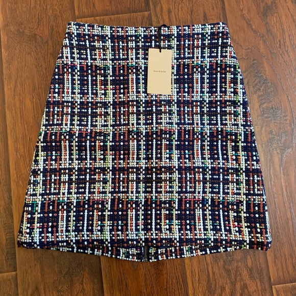 NWT Halogen Tweed Multicolor A-line Skirt 0